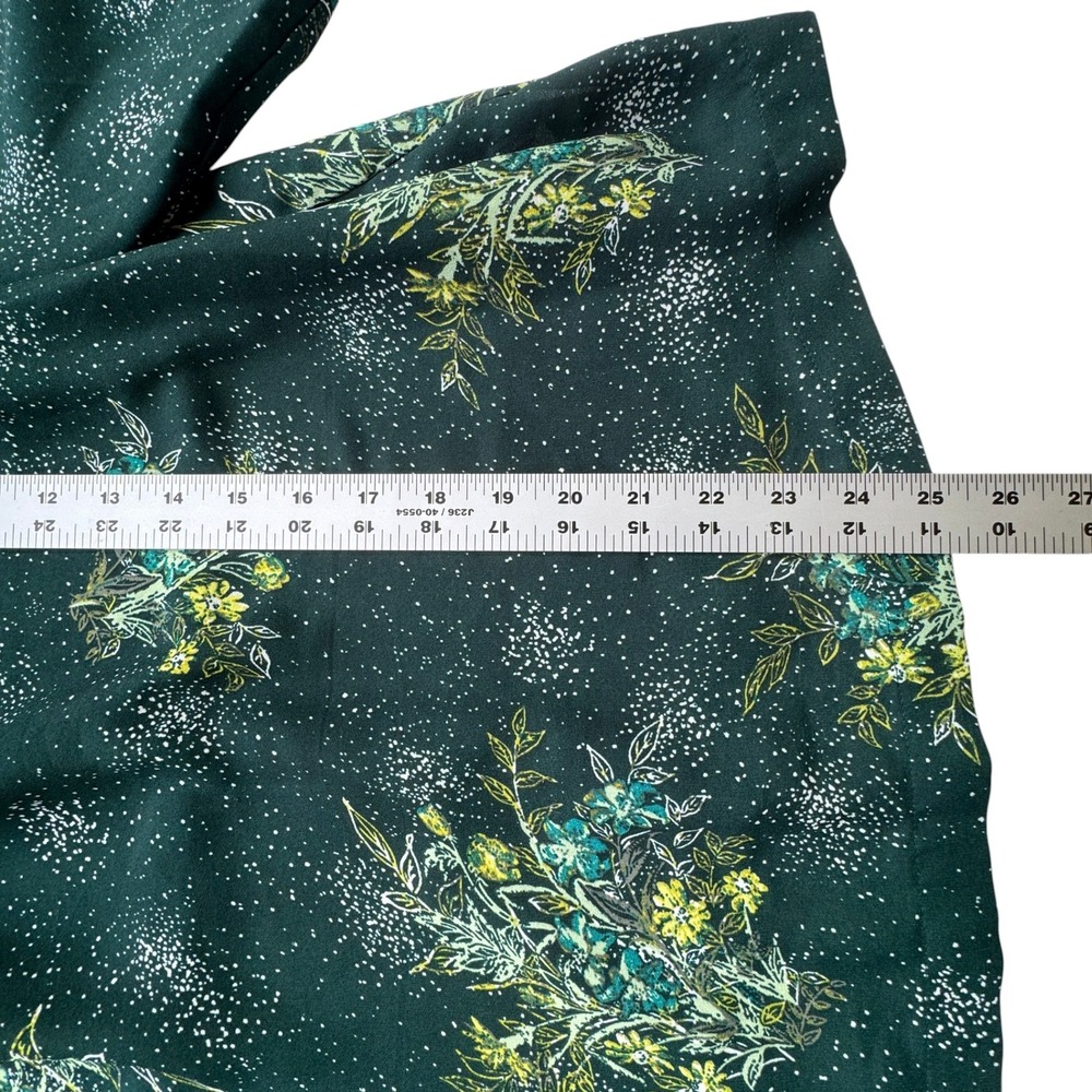 Kaari Blue Curvy Green Floral Blouse Womens 0X Smocked Neck Keyhole Long Sleeve - Picture 6 of 11